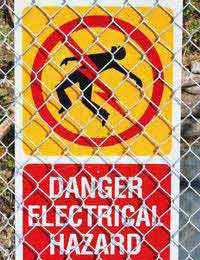 a health and safety sign warning of an electrical hazard