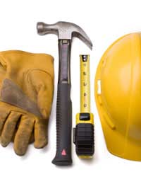 protective work clothing including helmet and gloves