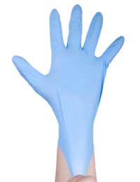 a hand inside a latex glove